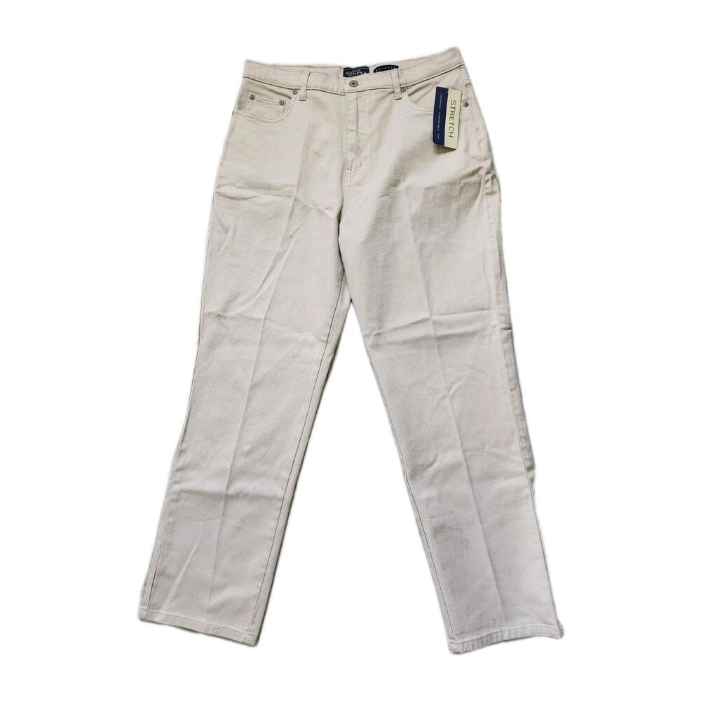 NWT Sonoma Stretch Pants Womens 16 Khaki High Waist Straight Leg Denim 5 Pocket